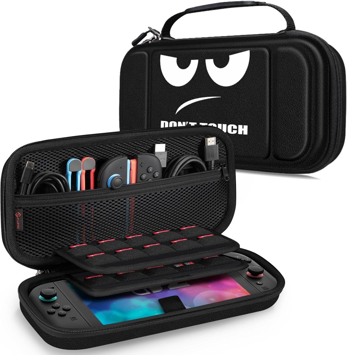 Zandarix Geschikt voor Nintendo Switch 2 - Hard Shell Beschermhoes - Draagbare Reistas met 20 Game Card Slots - Binnenzak voor Accessoires - Don't Touch