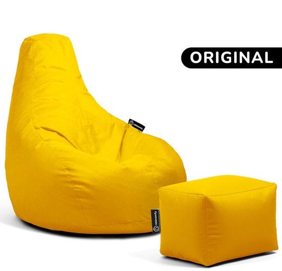 Casacomfy – Premium Original – Complete Zitzak met Voetenbankje – Geel – Waterbestendig – Volwassenen & Kinderen