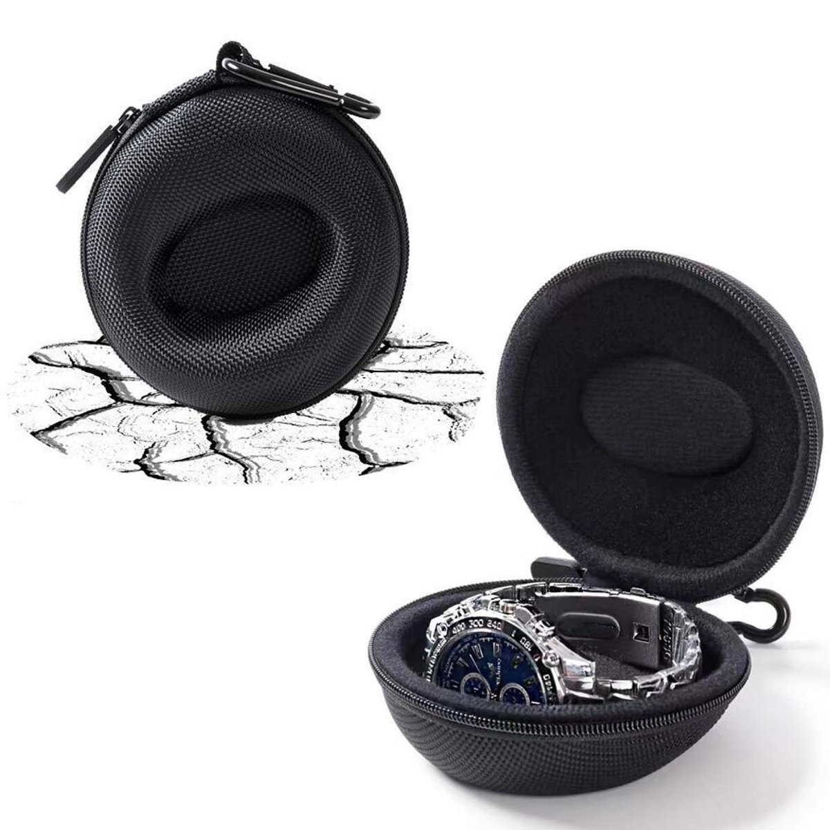 2x Horloge Etui - 10*10*5cm - Horloge Smartwatch Reis Etui - Horloge Doos - Horloge Houder Sieradendoos - Reishorlogekast - Alternatief voor Horlogedoos - Opbergbox - Waterdicht en Valbestendig - Voor Horloges en Smartwatches Ketting Oordopjes