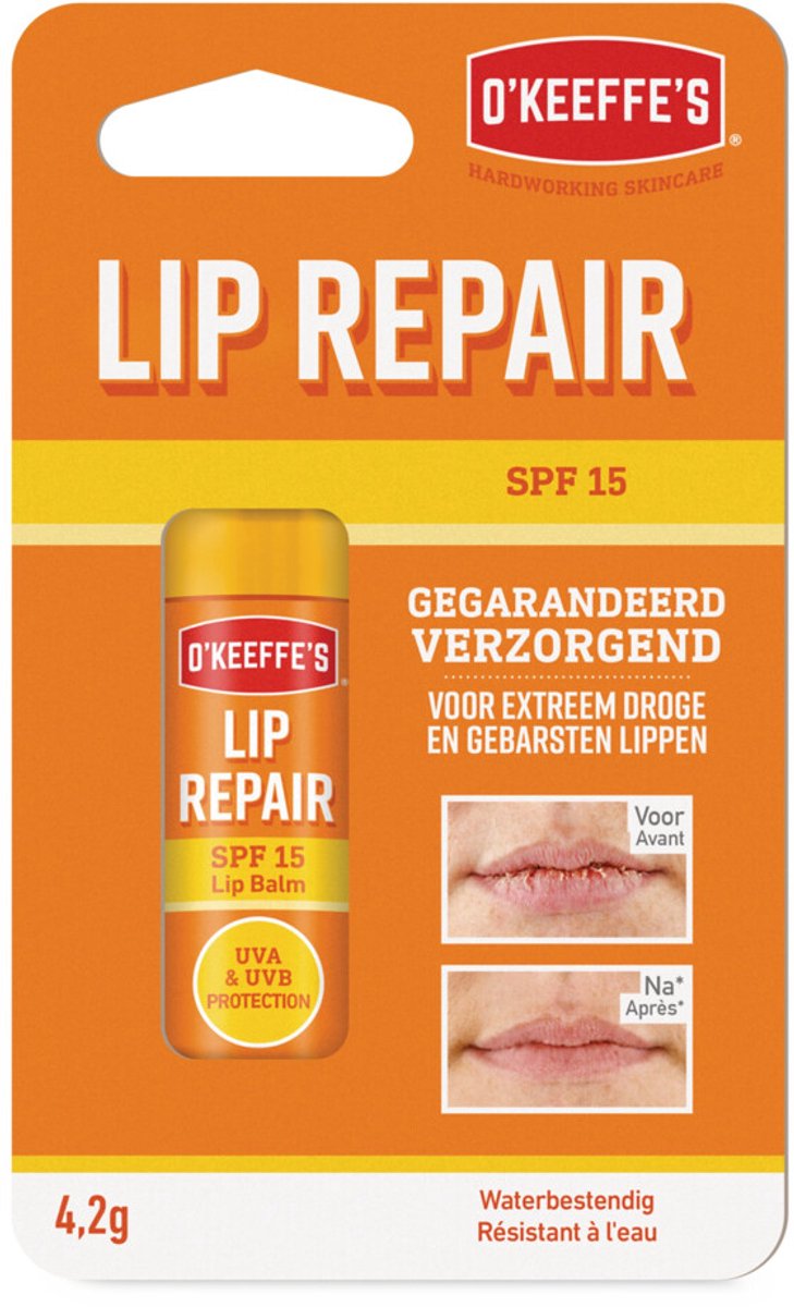 O'Keeffe's Lip Repair Waterproof SPF 15 - 3 x 4,2 gr - Voordeelverpakking
