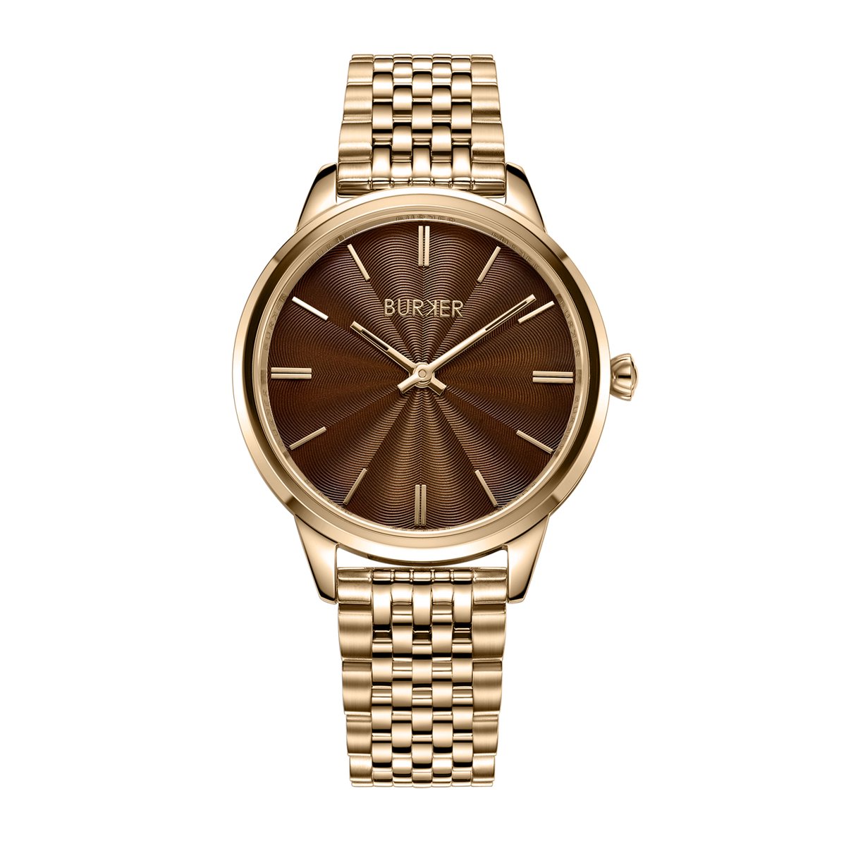 BURKER Emily Horloge Dames - Rond - Goud Bruin - Schakelband - 36 mm