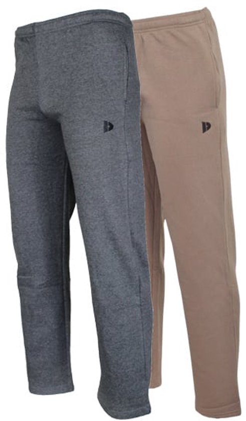 2-Pack Donnay - Joggingbroek rechte pijp (Wess) - Sportbroek - Heren - Charcoal-marl/Taupe-grey (727) - maat 3XL