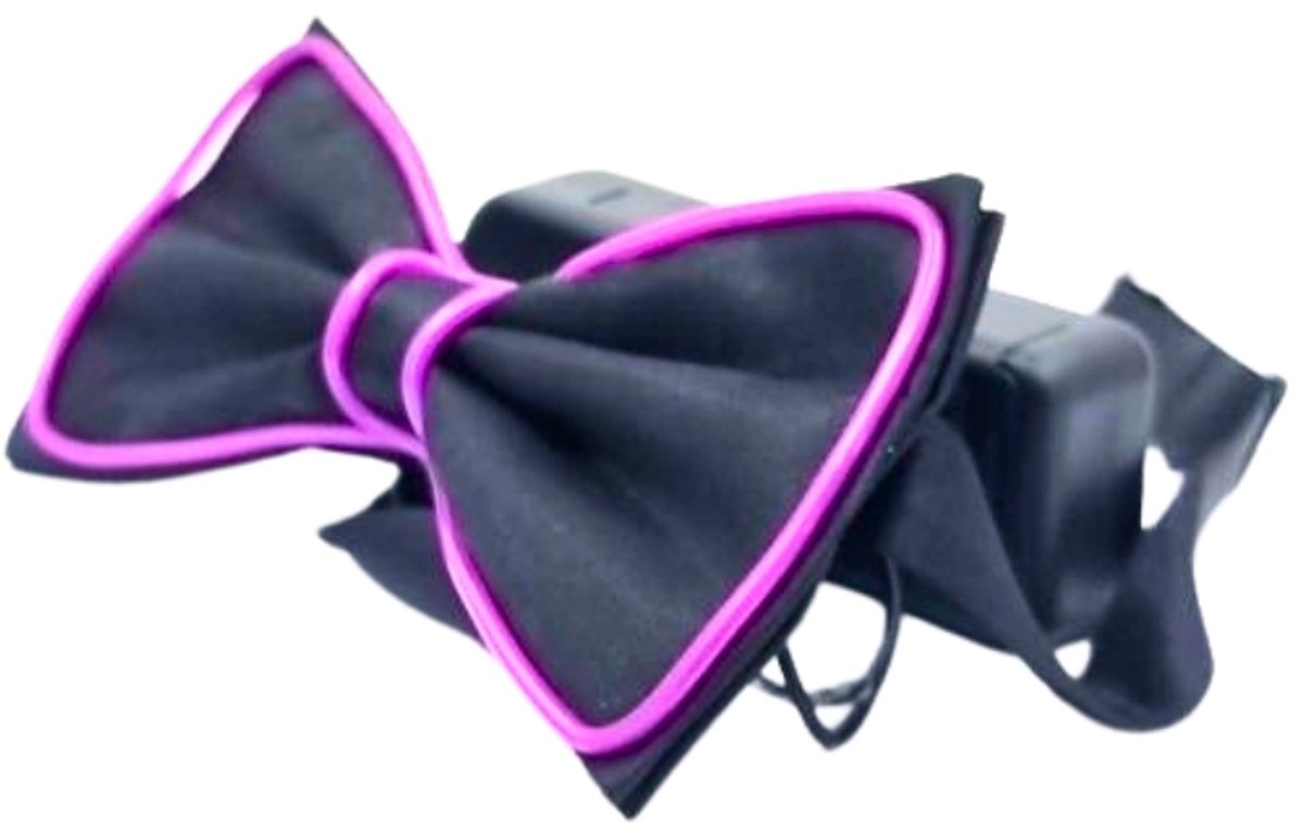 Doppler LED Bow Tie – Paars LED Party Vlinderdas voor Feesten, Bruiloften & Koningsdag – Zwarte Vlinderstrik / LED Strikje / Verkleedaccessoire