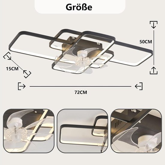 Plafond ventilator met LED verlichting - Met afstandsbediening - 137 cm - RVS B