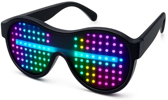 Doppler LED Partybril – Meerkleurige – Draadloze, Batterij-Aangedreven Feestbril - Techno Party Glasses - Men & Women - Lichtgevende Bril - Bril met LED verlichting - Bril met Licht - Perfect voor Feesten & Bruiloften & Koningsdag