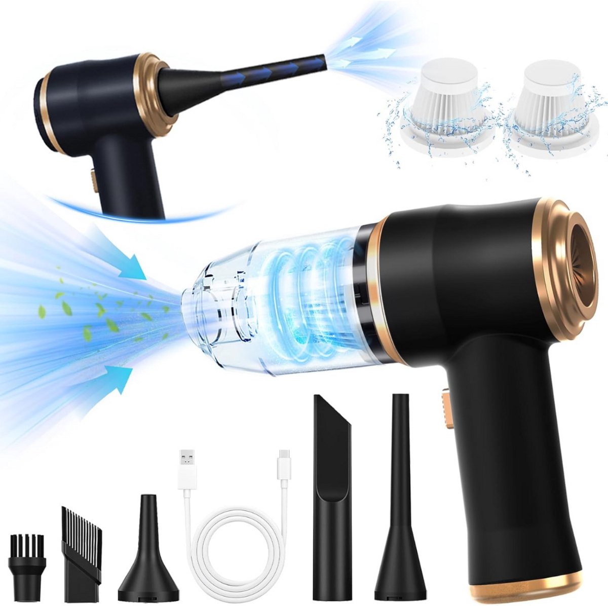 MKSS® Handstofzuiger Draadloos - Auto Stofzuiger - Zwart