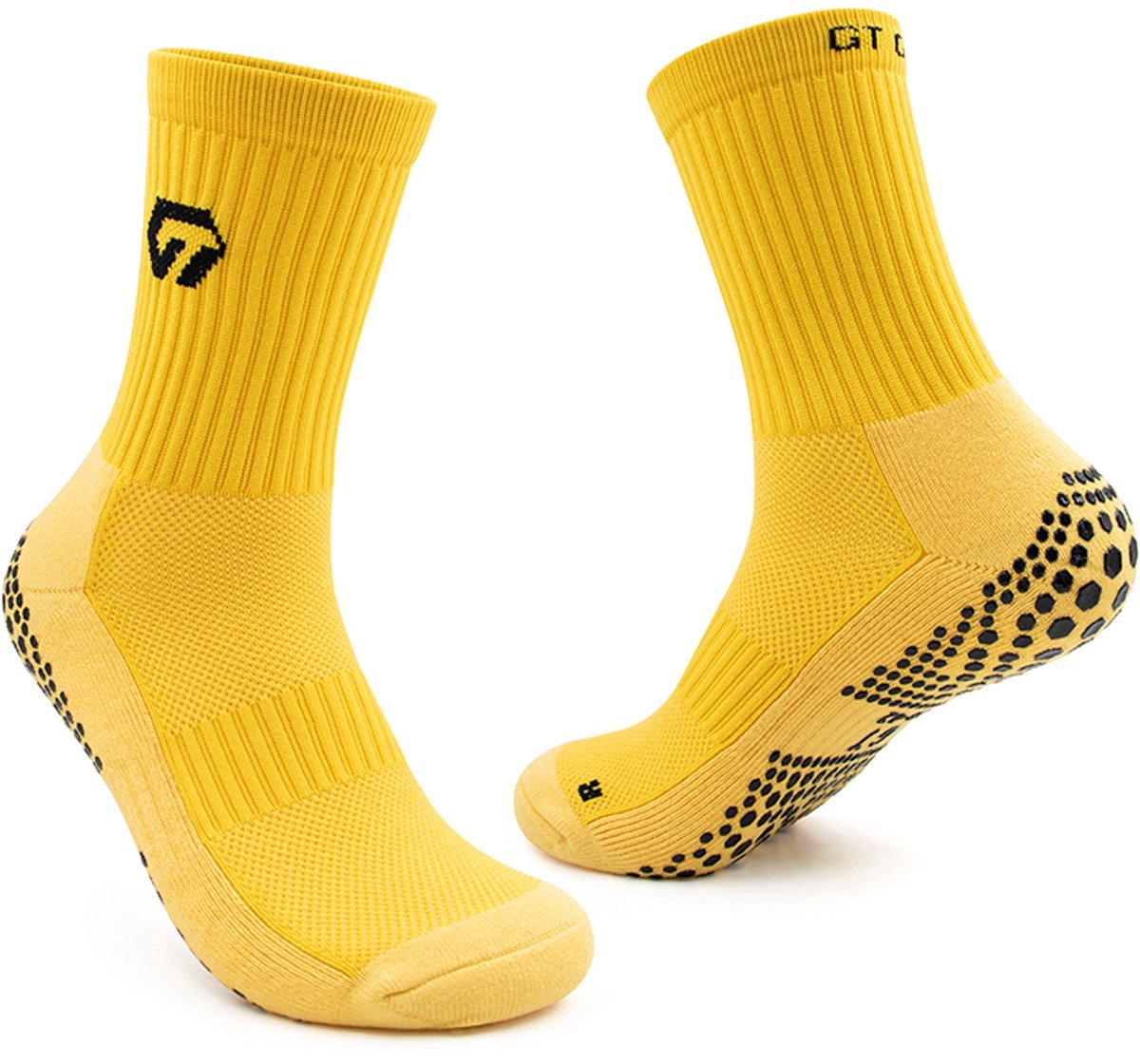 GT GRIP Socks - Gripsokken - Premium - 1 paar - Geel - Sportsokken - Voetbal gripsokken - Basket gripsokken - Padelsokken - Maat 34-37
