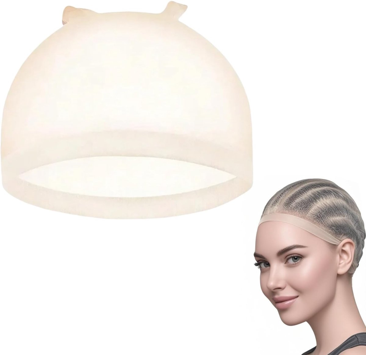 Pruikkappen van natuurlijk nylon voor vrouwen - 12 stuks - Beige - pruikkap - damespruikkap