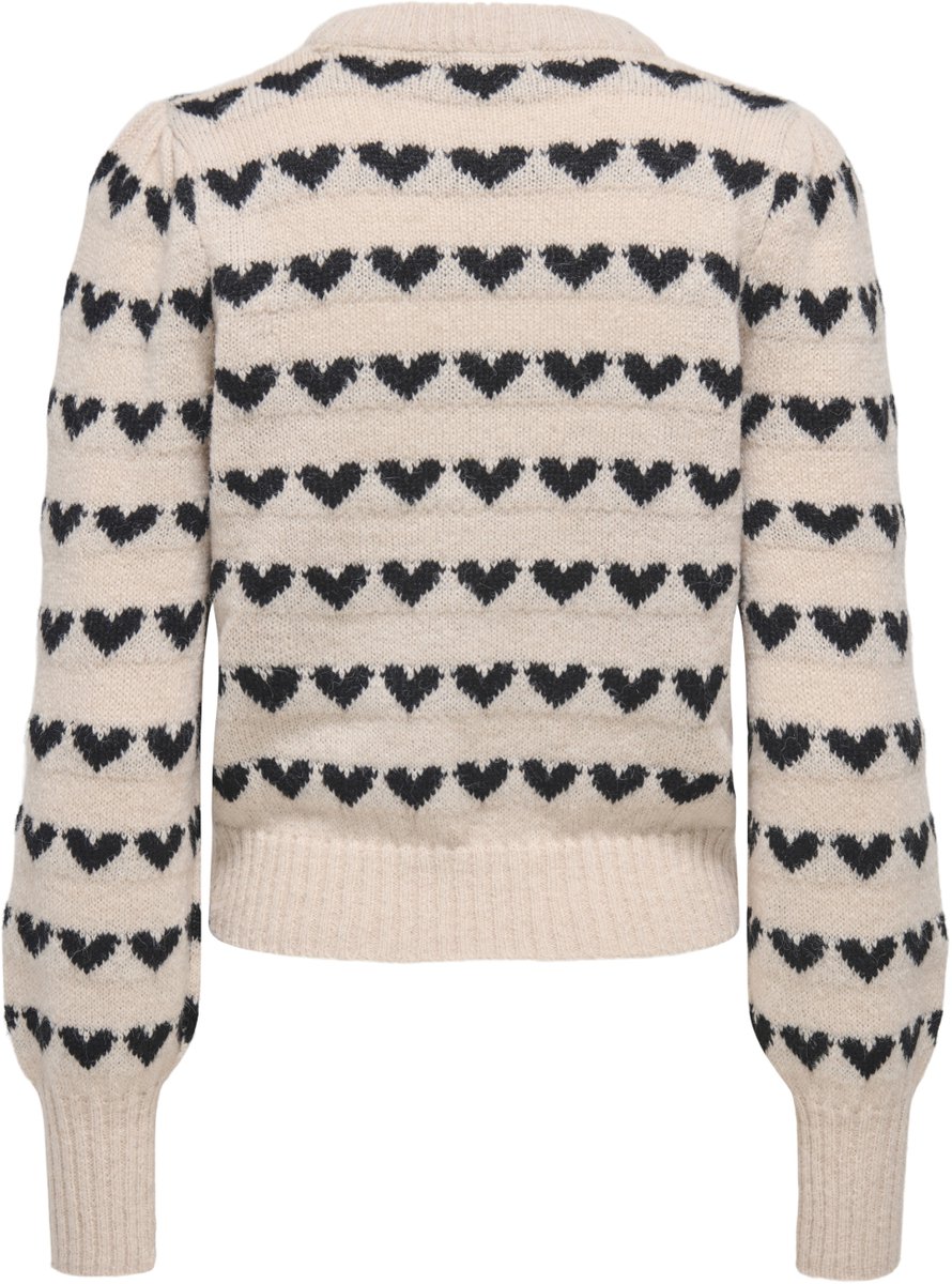 Jacqueline de Yong Trui Jdysigrid Life L/s On Puff Pull Knt 15304813 Cement/w. Black Hearts Dames Maat - L — cadeau in Cadeau-ideeën - foto 2
