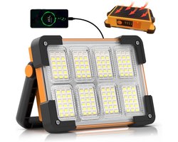 EXCITAT LED-schijnwerper - Oplaadbaar - Draagbaar - Op zonne-energie - Oplaadbare batterij - LED-bouwlamp - 4 standen - Werklamp - Geschikt voor kamperen, bouwplaatsen, garages en werkplaatsen