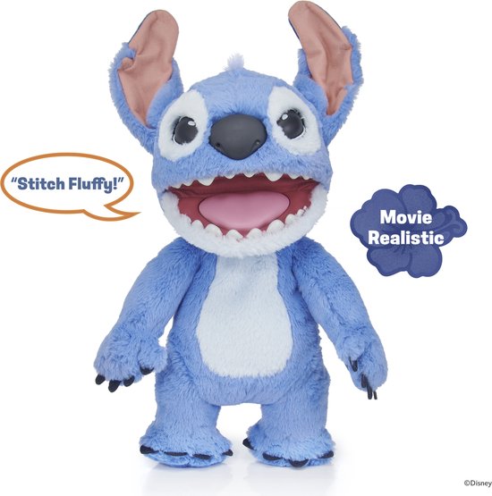 WoW Stuff Disney Stitch Interactieve Knuffel 45 cm - Bewegende Stitch Pop met Geluid - Real FX Puppetronic Animatronic