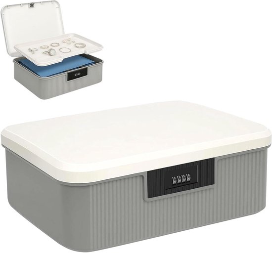 HOTOOLME 2-laags combinatieslot, medicijnbox van ABS, opbergdoos, afsluitbare doos, 26 x 22 x 12 cm, ideaal voor mobiele telefoons, snoep, snack, persoonlijke kluis