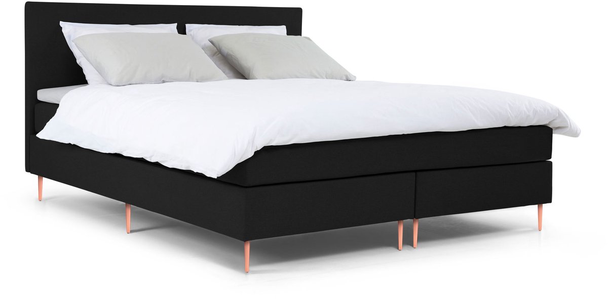 Maxi Owen Boxspring 160x200 cm - Gestoffeerde Boxspring met Matras - Bed - Zwart - Tweepersoonsbed