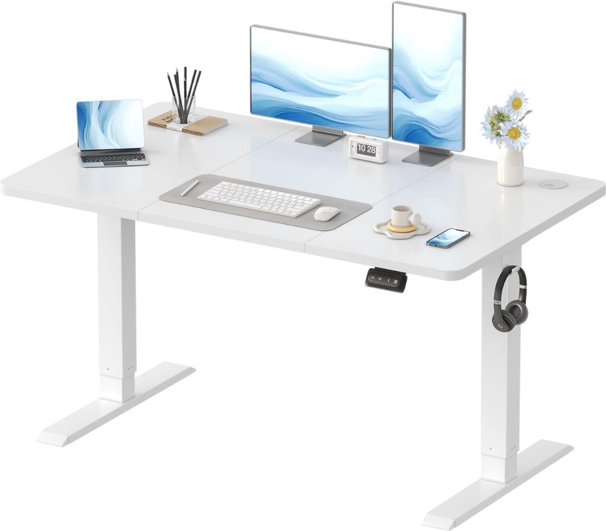 MKSS® Zit Sta Bureau Elektrisch - Game Bureau - Verstelbaar - Wit