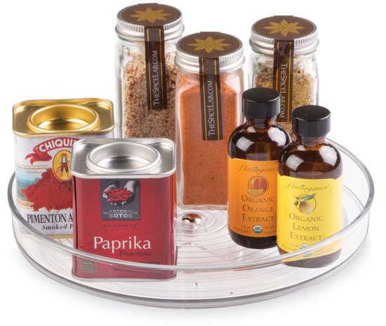 JeiibrZui Organiseur de cuisine - Tiroir rotatif - Support de rangement peu encombrant pour épices et cosmétiques - 1 pièce - Transparent