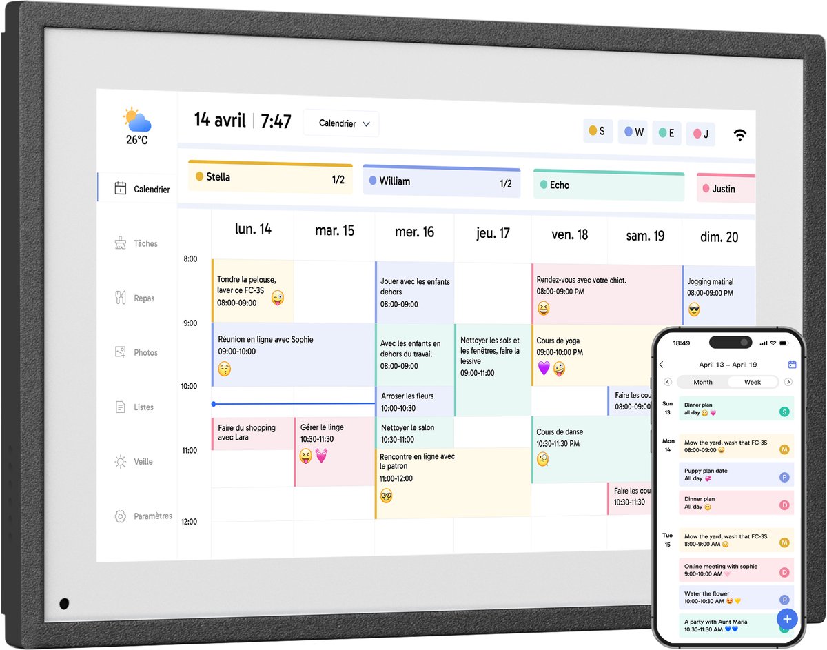 EKASN Digitale Kalender 10,1" - Digitale Fotolijst - Full HD - EKASN - €169,99