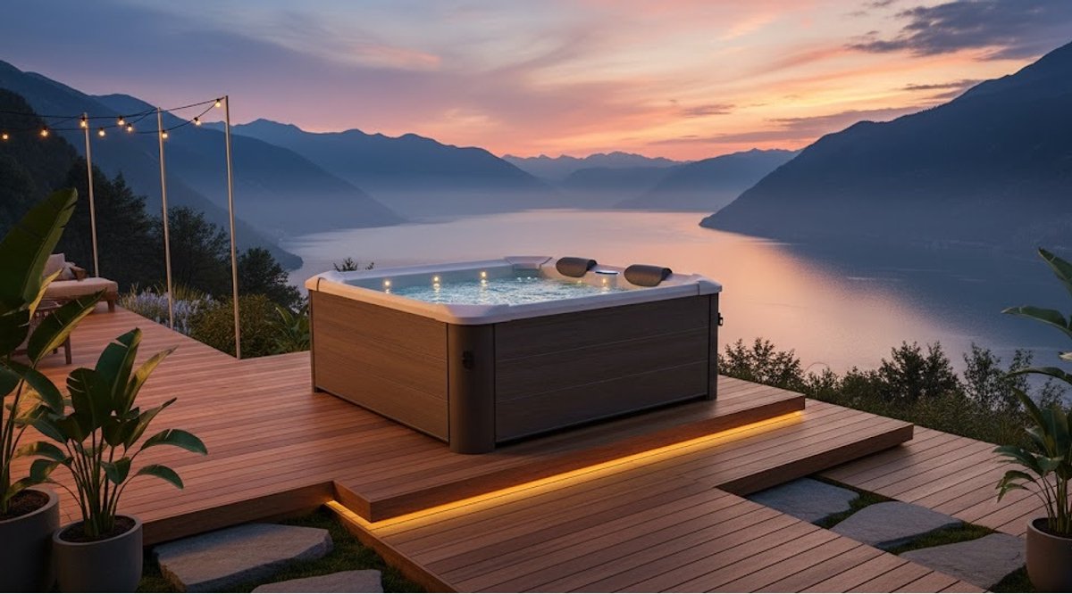 Medahomestore Luxe SpaCube 6 – Premium Opblaasbare Whirlpool Spa voor 6 Personen – 120 Massagejets – UVC & Ozon Waterdesinfectie – Verwarming 40°C – Winterbestendig – RhinoTech 6-Laags PVC – App Bediening – Inclusief Afdekking & Accessoires – 160x16
