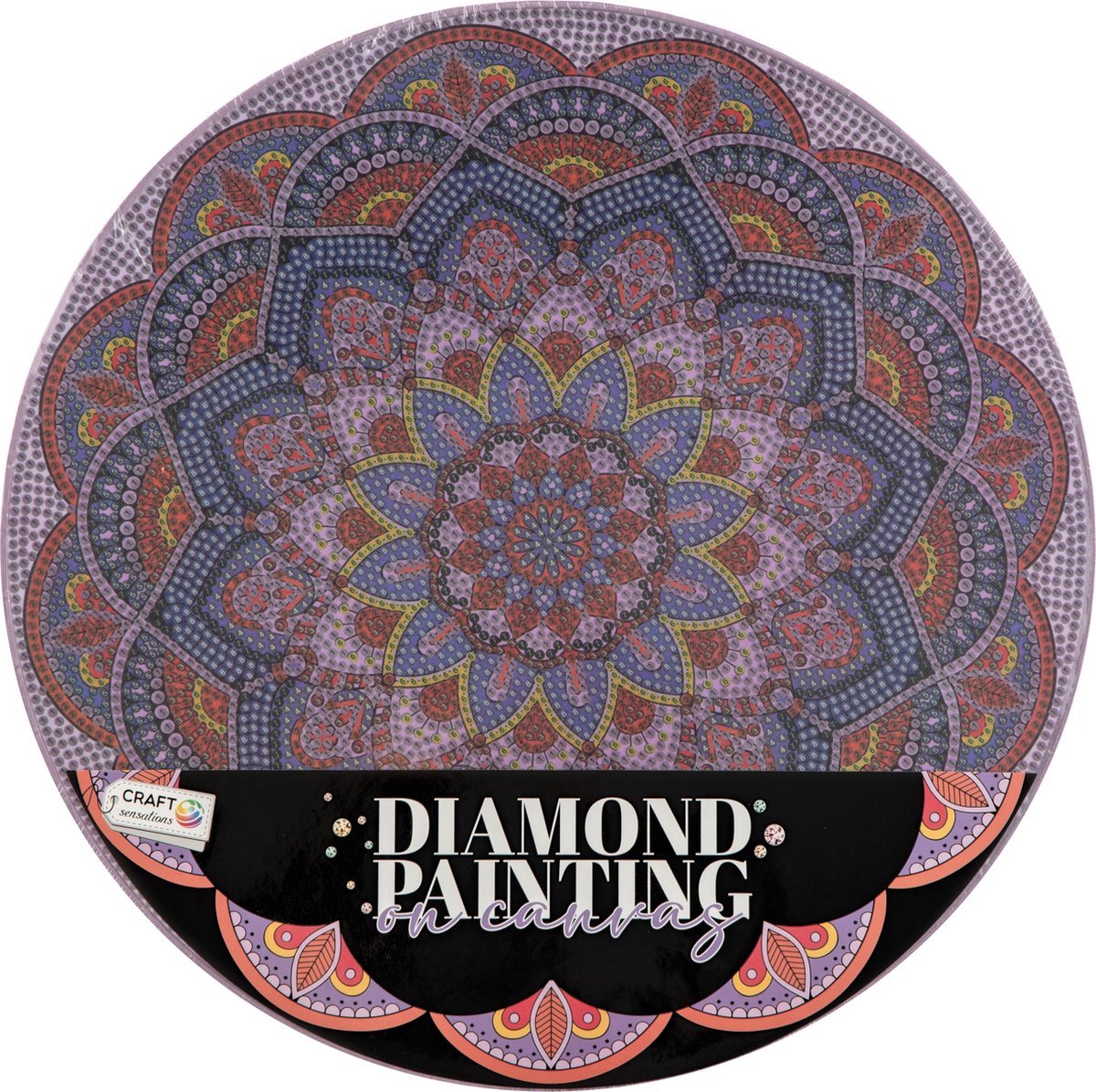 Craft Sensations - Diamond Painting op Canvas - Mandala - Diameter 30 cm - Geschikt voor 12 Jaar en Ouder
