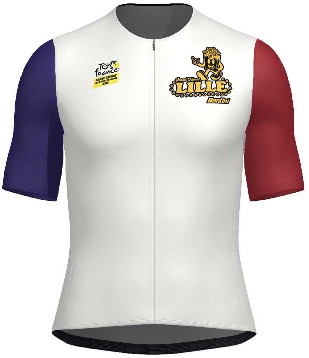 Santini Tdf Grand Depart Lille 2025 Korte Mouw Wielertrui Wit M
