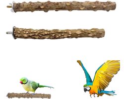 2 stuks - Zitstokken voor vogelkooien - Accessoires voor vogelkooien - Houten zitstokken - Slijpers voor papegaaienklauwen - Standaards voor vogelkooien - Speelgoed voor staande vogels in bomen - Houtkleur -Geschikt voor kleine tot middelgrote vogels