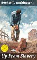 Boek 'Up From Slavery' van Booker T. Washington met een afbeelding van een man die bakstenen legt.