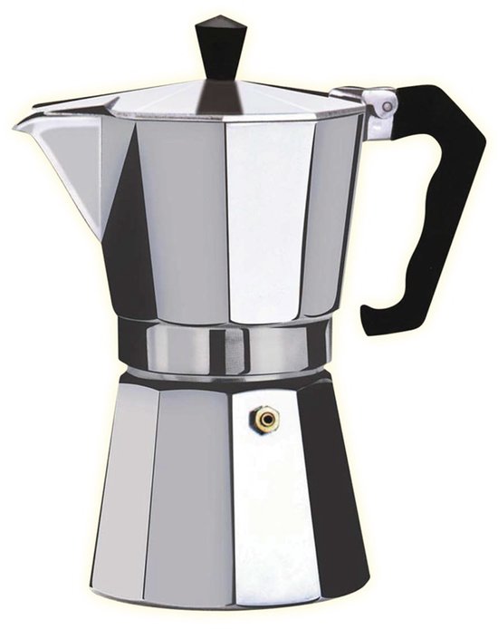 Floria Moka Pot Percolator 3-kops – Espressopot aluminium – 3 cups – Voor gas & elektrisch fornuis – Zilver