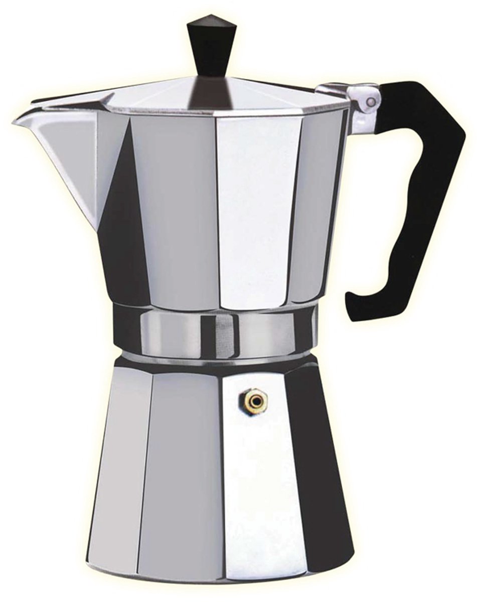Floria Moka Pot Percolator 3-kops – Espressopot aluminium – 3 cups – Voor gas & elektrisch fornuis – Zilver