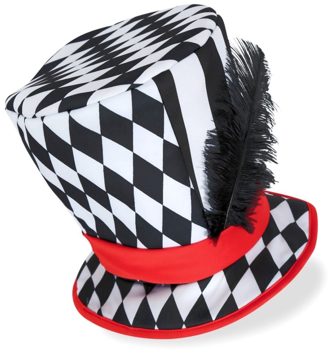 Hoge hoed Mad Hatter met veer