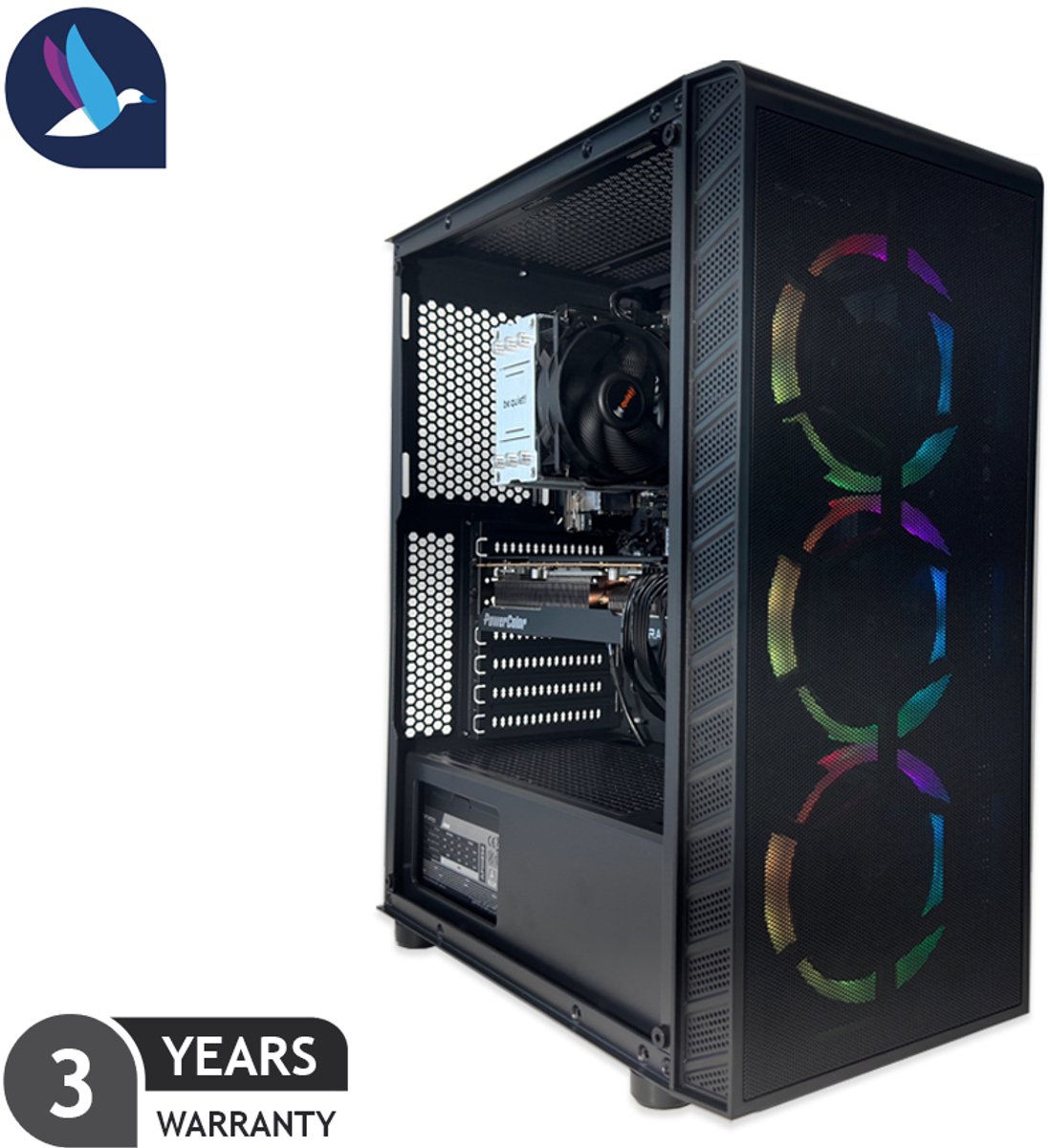 AZZA Prime ARGB Gaming PC | AMD Ryzen 5 - 7500F | Radeon RX 9060 XT - 16 GB GDDR6 | 32 GB DDR5 | 1 TB SSD - NVMe | Windows 11 Pro - AZZA - €1.299,00