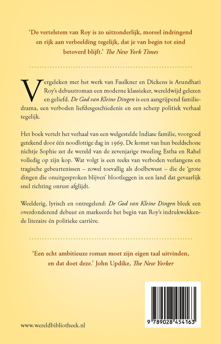 De God van kleine dingen - back cover