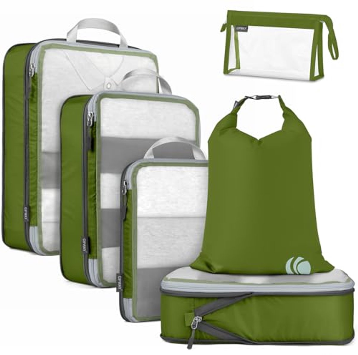 Compressie Reisverpakkingskubussen - Lichtgewicht Organizer voor Koffer en Rugzak (6 Stuks)