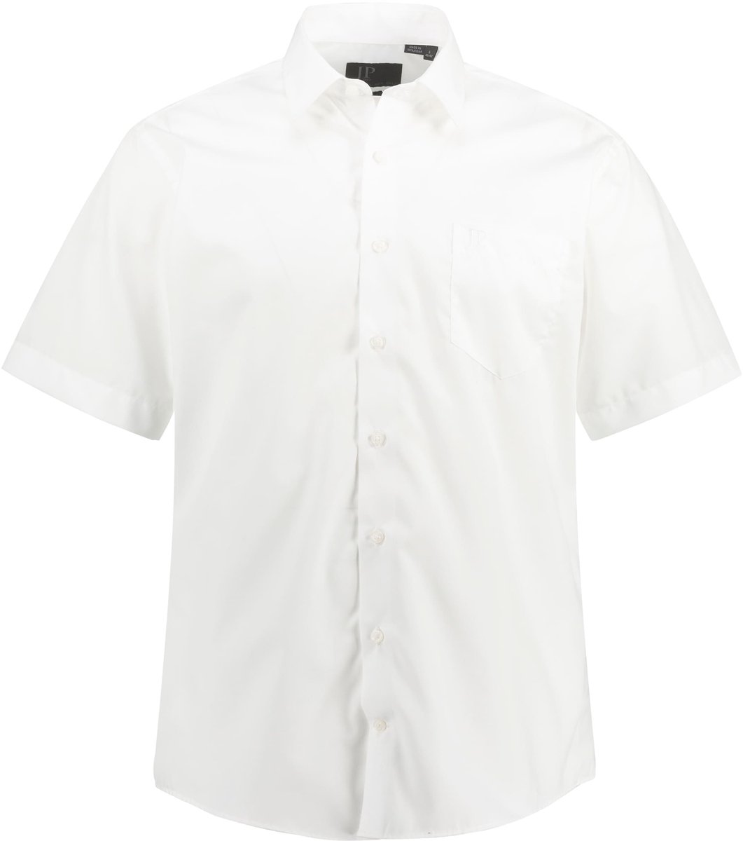 JP 1880 - Heren - Overhemd business strijkvrij kentkraag halve mouw - Sneeuwwit - Maat 6XL