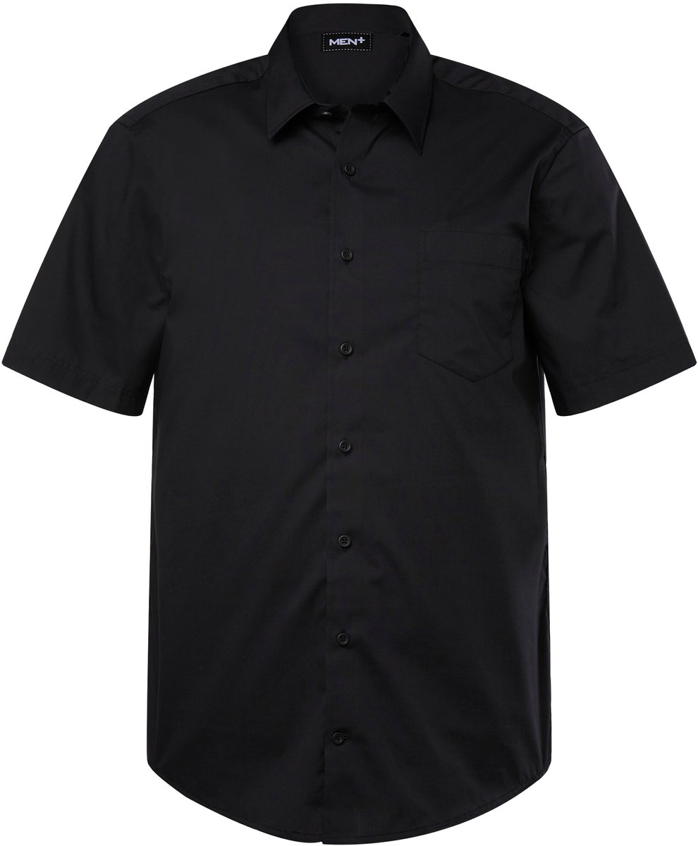 Men Plus - Heren - Zakelijk overhemd korte mouwen EasyCare kentkraag comfort fit - Zwart - Maat XXL