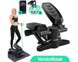 Hulser Stepper met display - Verstelbare weerstand - Met weerstandsbanden - Inclusief startgids - Home gym fitnessapparaat - Thuis sporten - Fitness Swing - Mini cardio home trainer