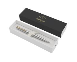 Parker Jotter-balpen - medium punt - blauwe inkt - roestvrij staal met chromen afwerking - incl. geschenkdoos