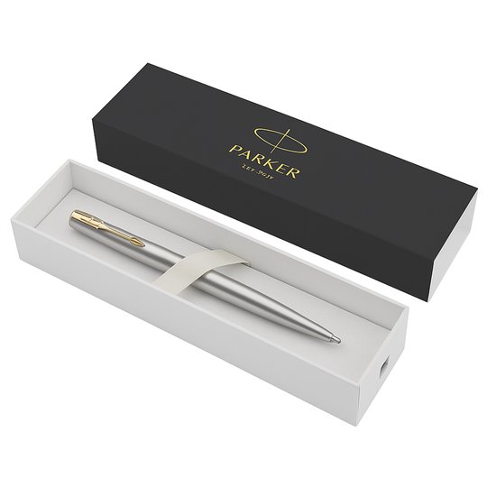 Parker Jotter-balpen - medium punt - blauwe inkt - roestvrij staal met chromen afwerking - incl. geschenkdoos