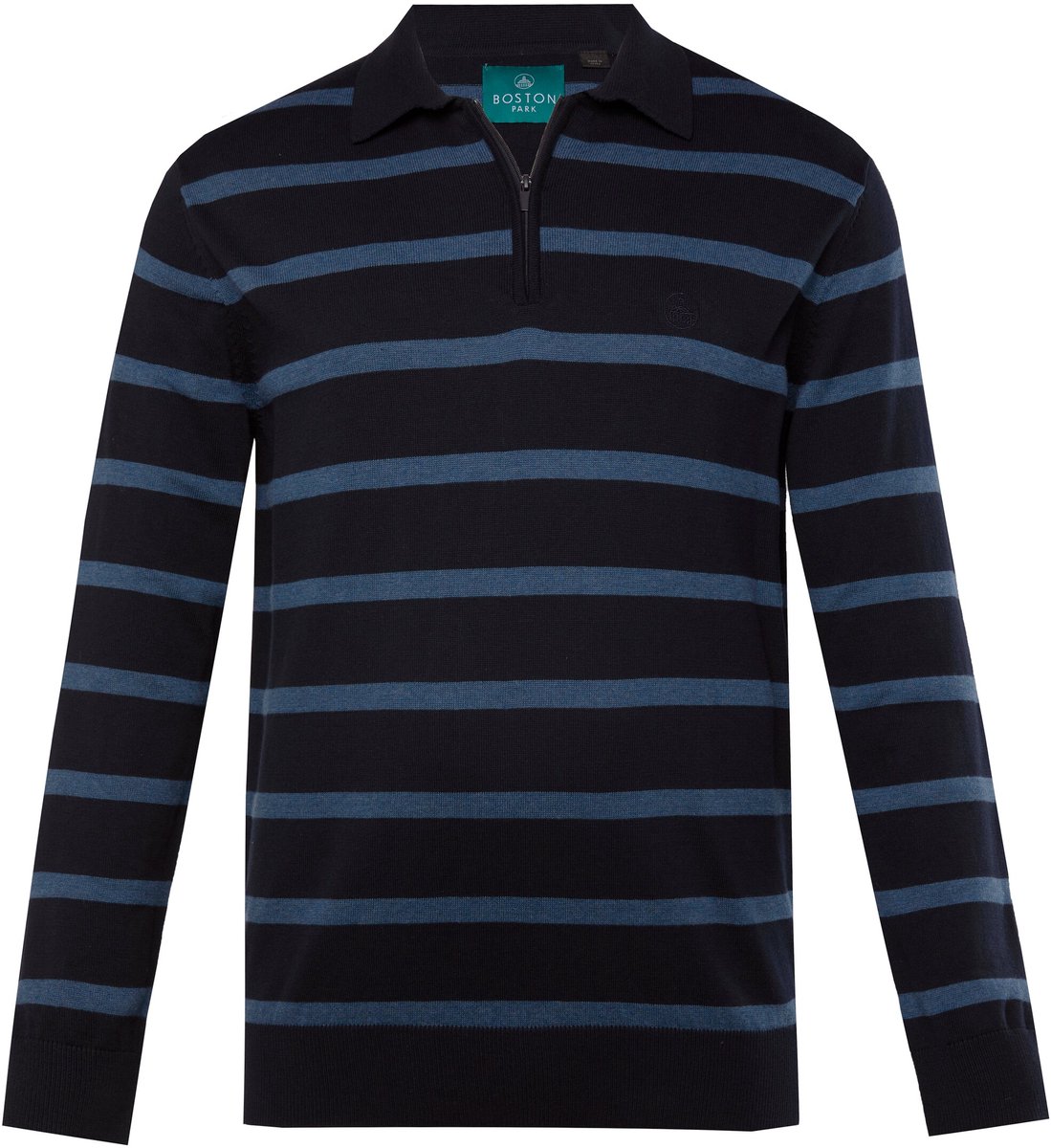 Boston Park - Heren - Polotrui gestreept rits - Navy blauw - Maat 56+