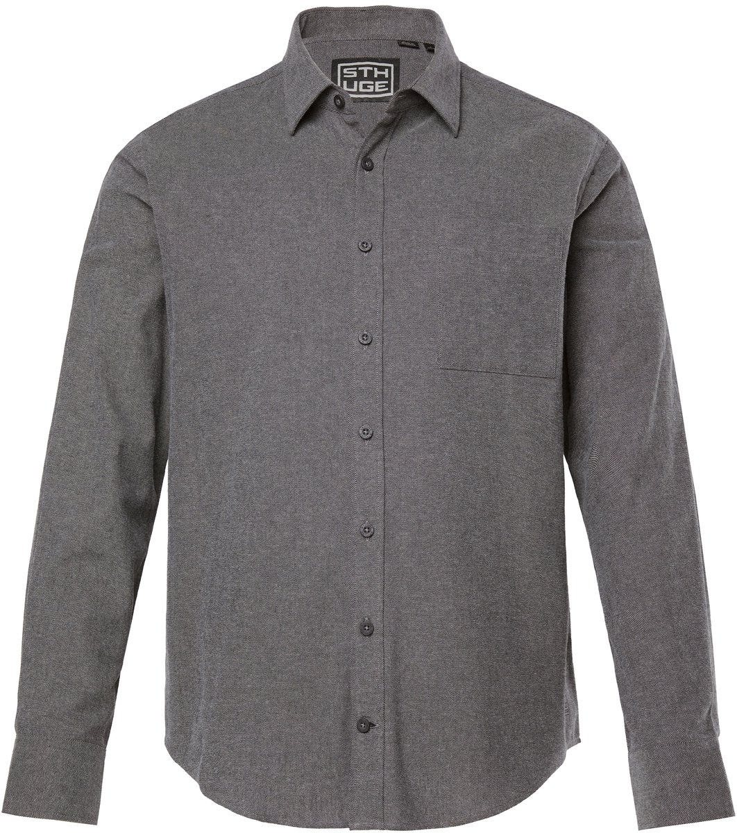 STHUGE - Heren - Flanellen overhemd lange mouwen Modern Fit - Zwart - Maat 8XL