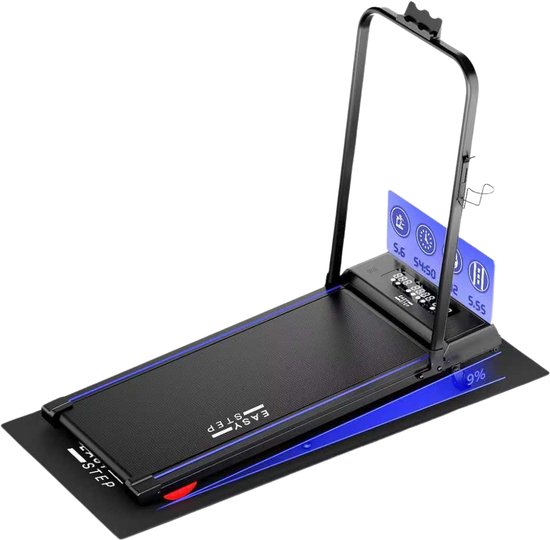 Easystep V10B - Loopband 1-10 km/h met 9% hellingshoek in 3 standen - Bekerhouder - Incl. Dempende Vloermat - Opvouwbaar & Inklapbaar - Wandelband Elektrisch - Walking Pad past onder Bureau - Renband Fitness - Opvouwbare Loopbanden - Walkingpad