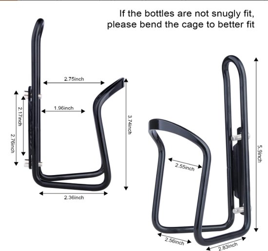 Aluminium Fiets Bidonhouder - Lichtgewicht & Roestvrij - Past Op Standaard Bidons - Incl. Montageschroeven - Zwart — afbeelding 2