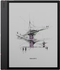 Zwarte BOOX Note Air5 C met stylus, scherm toont een architecturale schets.