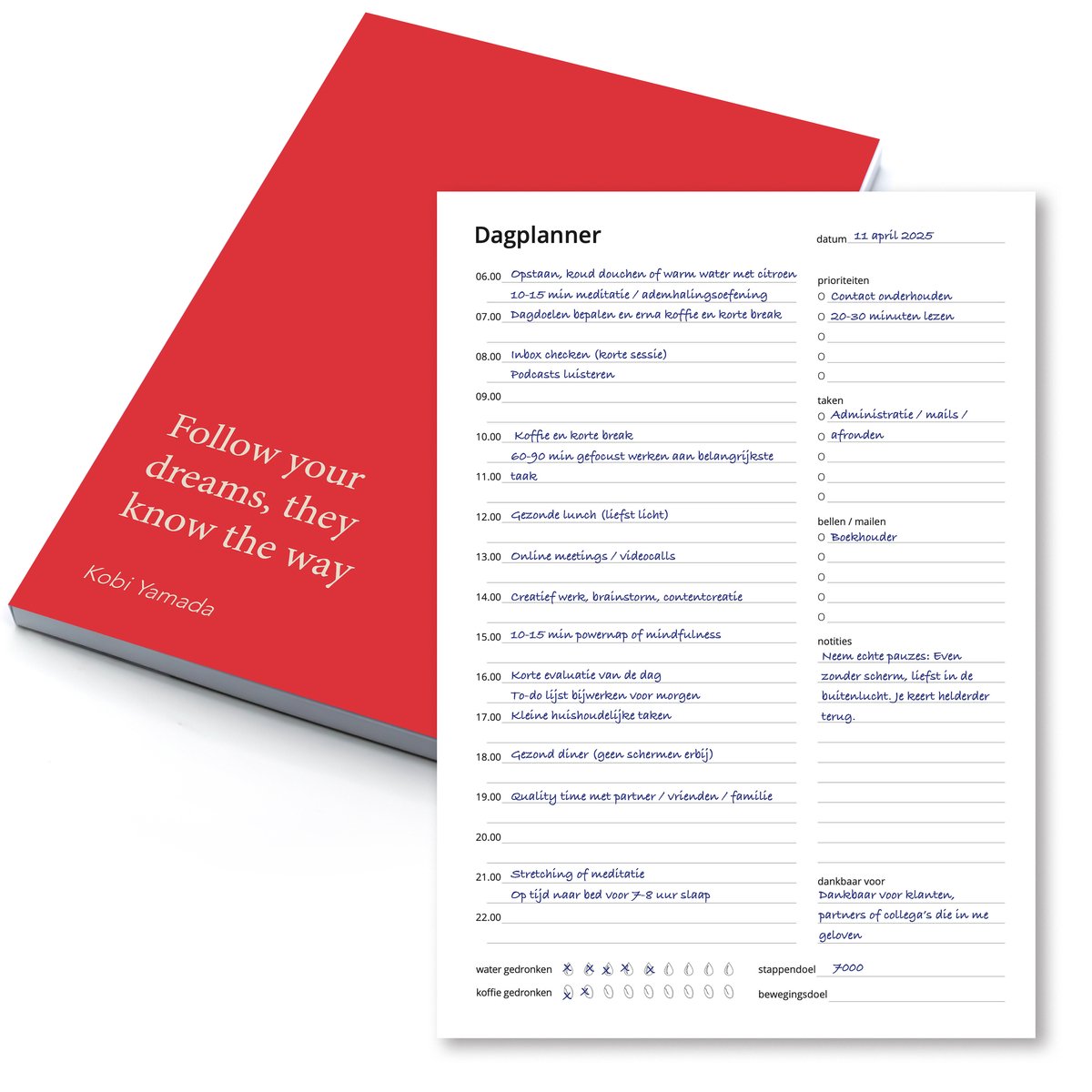 Dagplanner Rood – 50 Pagina’s, Gelijmd – Planner voor Focus & Productiviteit – A5 Formaat