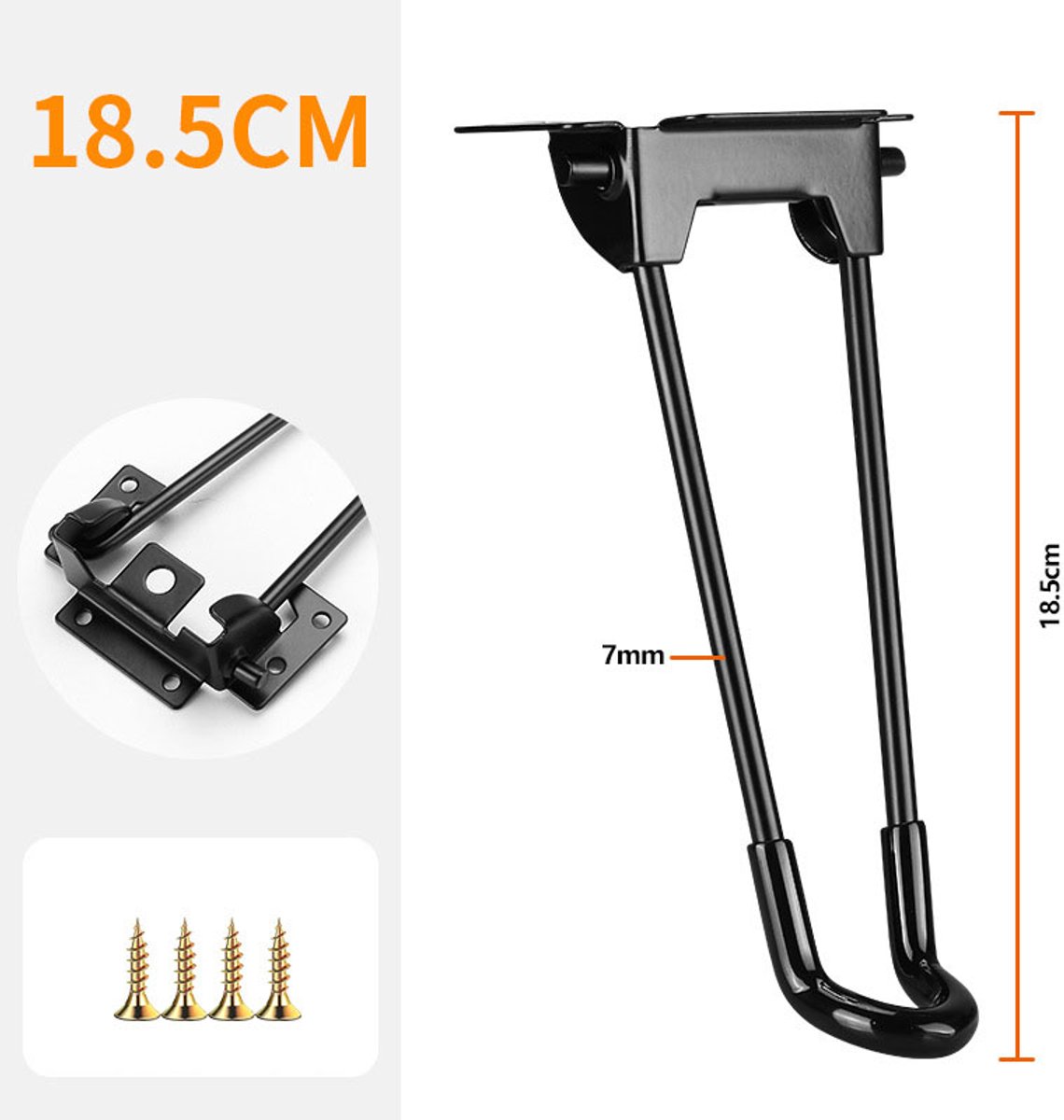 Opvouwbare tafelpoten, metalen statief, tafelpoten, salontafel, computertafel, outdoor camping, opvouwbare pootbeugel, accessoires - 18,5 cm