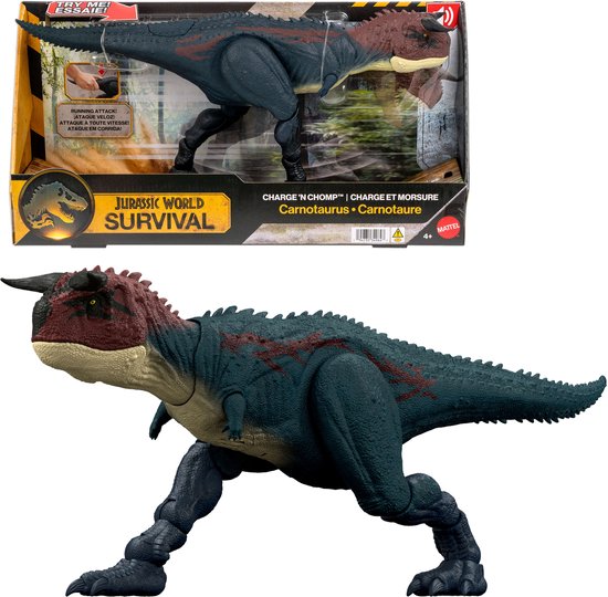Jurassic World Rennen en bijten Carnotaurus rennende brullende dinosaurus-actiefiguur