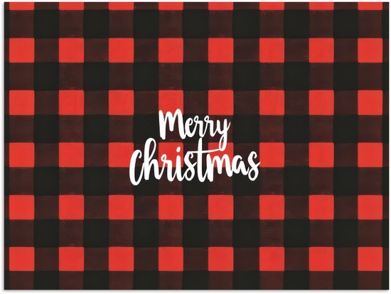 Poster 120x90 cm - Geruit - Rood - Tekst - Christmas - Posters - Kamer decoratie - Wanddecoratie woonkamer - Muurdecoratie slaapkamer