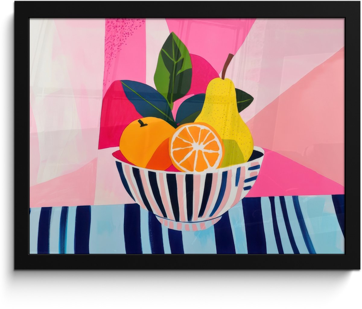 FrameYourWall Poster in lijst - Fotolijst 40x30 cm - Posters - Fruit - Abstracte achtergrond - Roze - Posterlijst zwart - Decoratie - Wanddecoratie woonkamer - Muurdecoratie slaapkamer