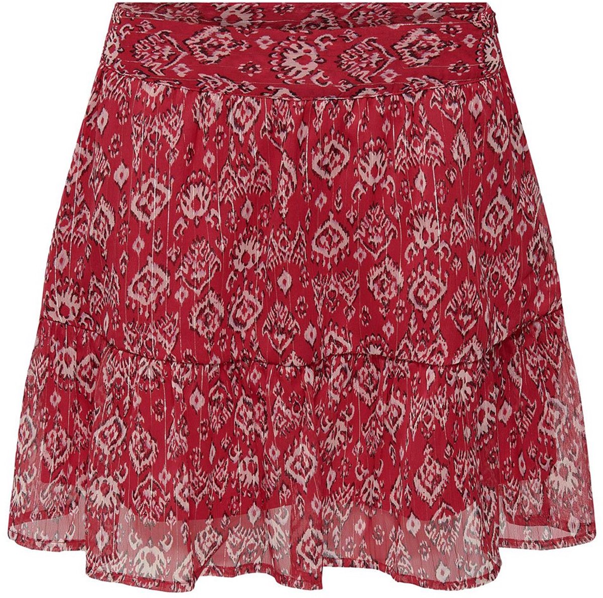 Only Harper Lurex Korte Rok Rood L Vrouw