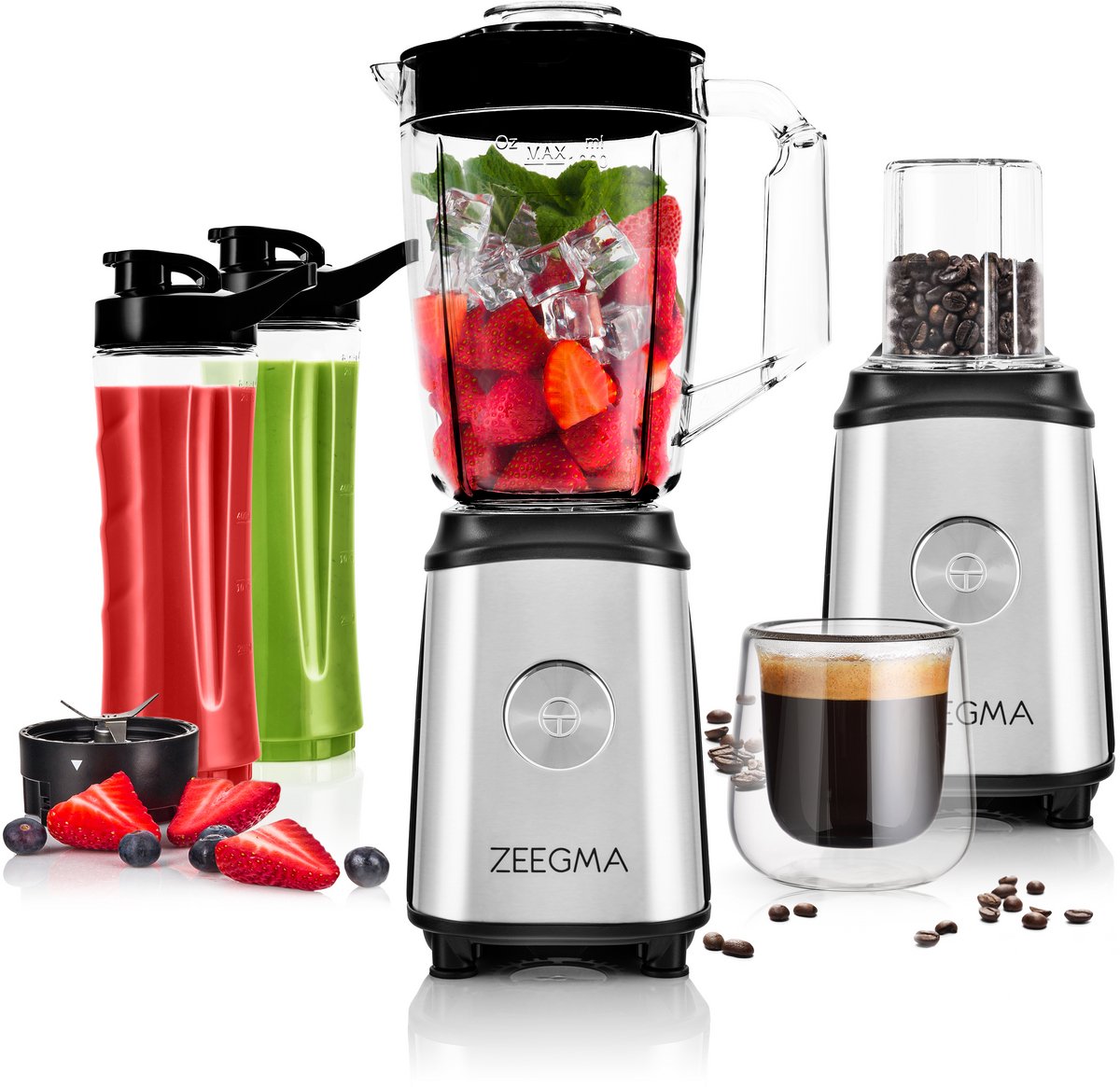 Zeegma Vitamine - Blender - Met glazen kan - 1 liter - 1050 Watt - Mix&GO