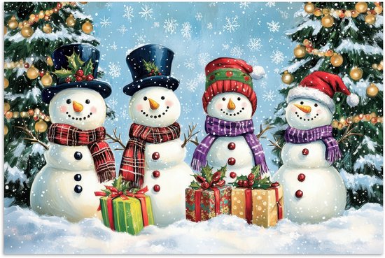 Poster 30x20 cm - Vrolijk - Sneeuw - Kleurrijk - Posters - Kamer decoratie - Wanddecoratie woonkamer - Muurdecoratie slaapkamer