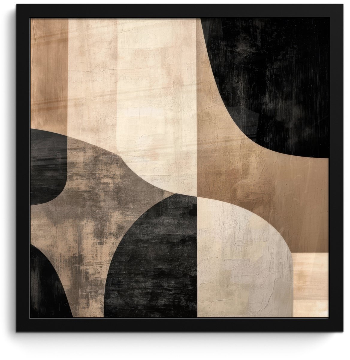 FrameYourWall Poster in lijst - Fotolijst 40x40 cm - Posters - Abstract - Vlakken - Zwart - Rond - Posterlijst zwart - Decoratie - Wanddecoratie woonkamer - Muurdecoratie slaapkamer